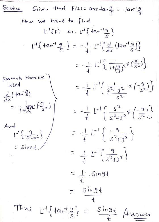 Solution Now we Given that F(S)= are tang = tants have to find (F AI {a} trar } - - - Gar t Formula Here we used <ants as {