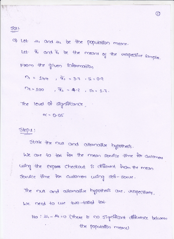 5014 a) Let and u be the populotion me Let χ, ardt2 be the means ol the uHespectfue &le For hiven okeumaton d않 exert horn