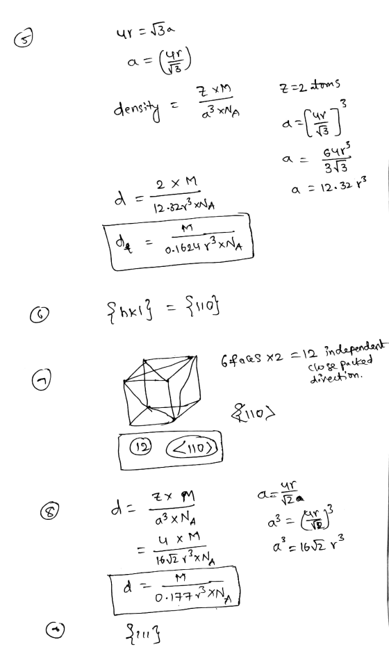 © ur=3a as Z XM Z=2 atoms 3 density a3XNA ur 64r3 a = 313 a = 12.32 g3 2 x M da 12.32r3 XNA 0.16248 r²XNA {hxr} = {ua Gfaces