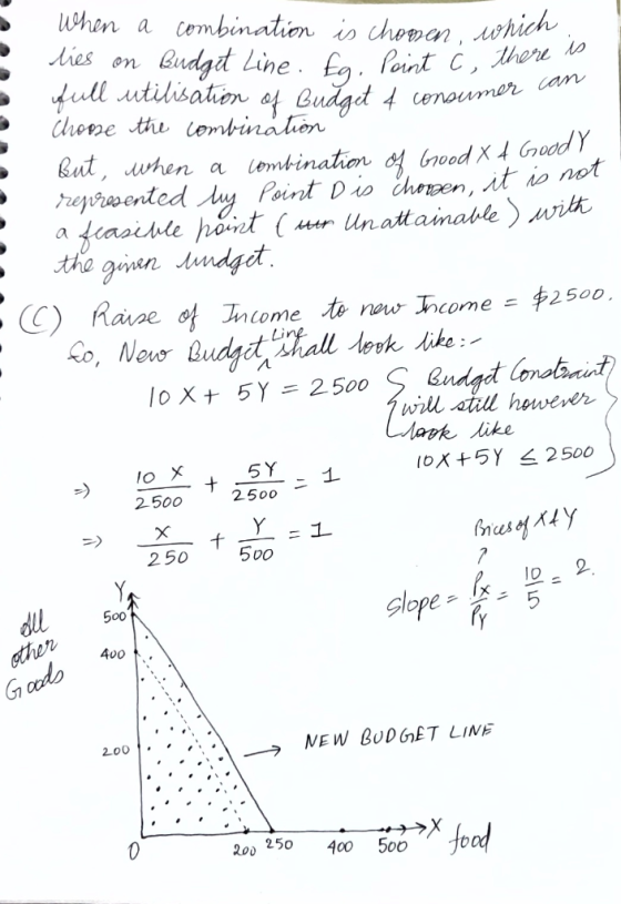 When a combination is chomen, which dies on Budgiet Line. Eq, Point Ċ, there gull utilisation of Budget f consumer Choose the