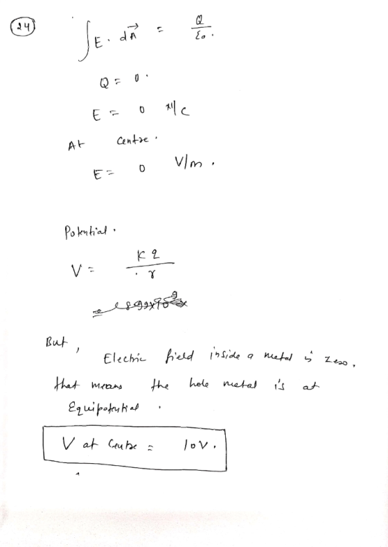 alle o centre At - E= o vlm. Potential ka VE the els gusto mo Leso. But , Electric that means - Equipotential field inside
