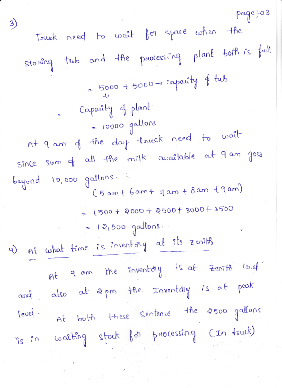 page:03 Truck need to wait for space when the storing tub and the processing plant both is full. . 5000 + 5000> Copacity & tu