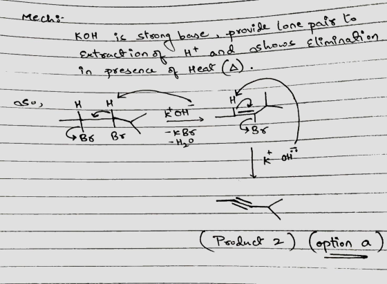 Mechi to KOH is strong base provide lone Extraction of pair Ht and shows Elimination in presence of Heat (A). ره یه н H H 21