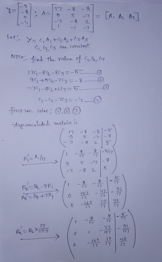 -8 5 -8 [A, Az As - 3 2 Let, Y = C, A, tq Az + ( 3 Az , (2, (3 are constant. NICO find the value of 4, 2, 63, 0 2 13 176-86-8
