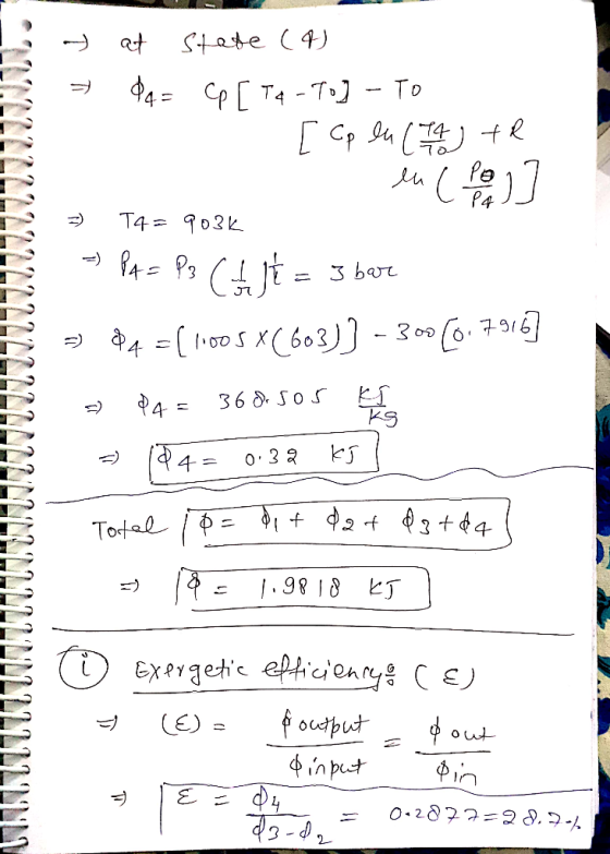 Stote (4) 4 Cp[ T4 -T. - To Pe P4 T4 902k т 4100560 3 30 36SOS KS -= Total ExYgetic epticienrCE) fouput in pt out 2