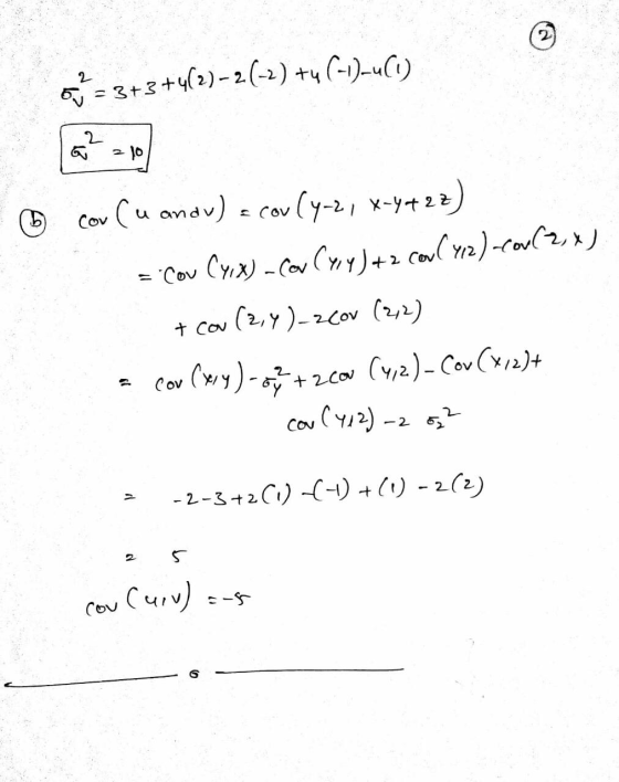 < = 3+3+4(2) - (-) + (-)---(() = 10 (b cor Cu andu) a con(y-2, X-4422) = Cor Cyix) - Cor Cy14) +2 cov(412) cow (2x) + cow (2,