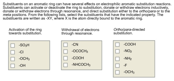 Substituents on an aromatic ring can have several
