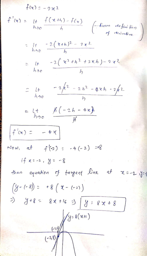f(x) = 2x2 f(x) = 6 f(x+h)-f(x) hooh from definition of derivative It -2(x+h) 2 - 2x2 hao x²th 2 + 2xh) - 2x² Zh h0 It hoo -