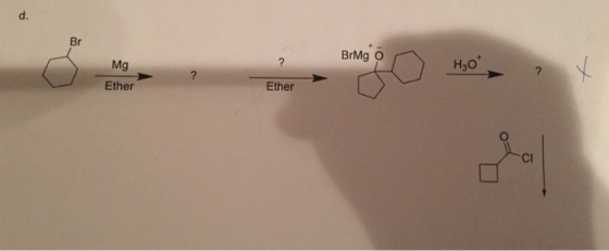 d. Br BrMg O Mg H30 Ether Ether Cl