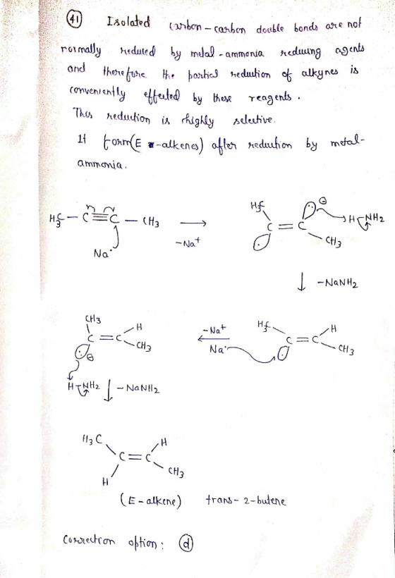 Isolated (bon-cahe double bonds are not heduing agents roimally heduted by melal -amma nia and borha heduution of alkynes is