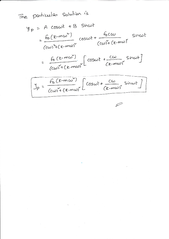 The particula Solution s cSincot ocau c-mw cost t sint -