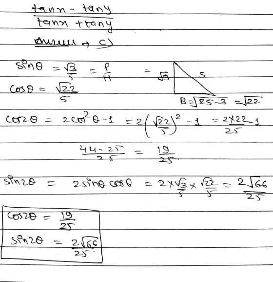 tann- tany tann ttany thisant ) sino = B = 2 BH45 coso = V22 B B=253 =22 coro = zcoito-1 zal (221² -1 =2422_1 25 - 44-25 44-2