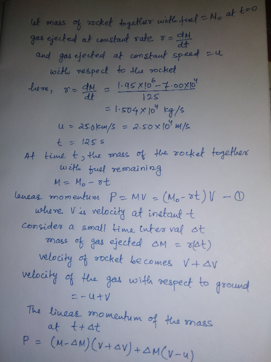 lat mass of ocket togetler wata feef- No at t-o gas ejected at coustaut rate sM Qnd gas ejected at constaut spead u wits nesp