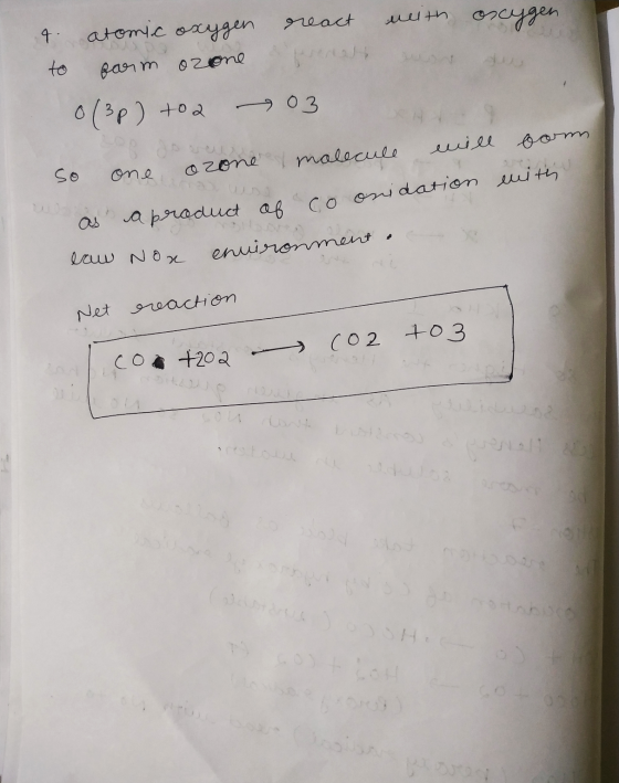 with oxygen 4 atomic oxygen to form ozone 0(3p) to 2 react ferrals 03 will ozone molecule comm. with So one as a product of c