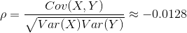 p=- Cou(X,Y) Var(X)Var(Y) -0.0128