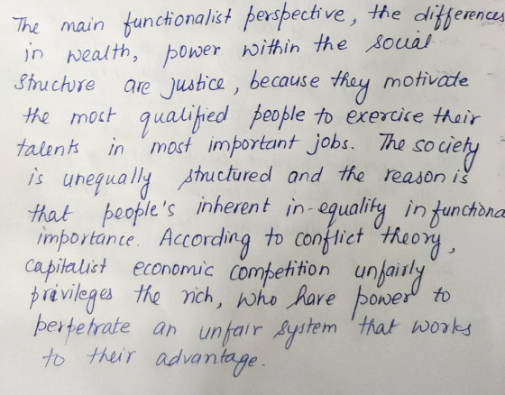 The main functionalist perspective, the differences in wealth, power within the soual . Structure are justice, because they m