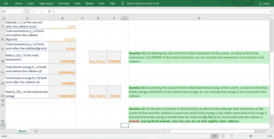 File Home Insert Page Layout Formulas Data Review View Help Tell me what you want to do & Share F17 fx B с D E F G 0.376 A Ve