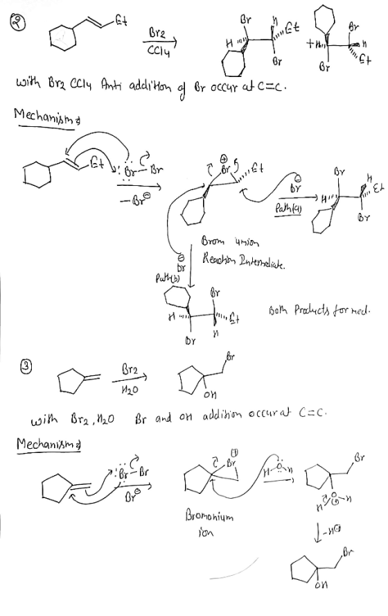 e B12 H COME, cclu I thir with Brz CCl4 Anti addition of br occur at C=c. Mechanismo Mechanisms Cot Br ĉ 8V 3,ft Or BV Highet