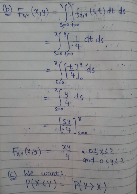 b) Far (94) - Soffor (sit) at de S=0 to I dt ds . 4 3=0 to t ds SCO ag y ds 4. S=0 [syna . 4 S=0 xy Exiy (x,y) 9 OLXL2 4 (6)