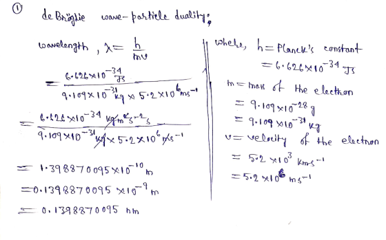 he 6626410-24 9.109x10g x 5.2 x00 fins de Briglie Lave- partiele duality Loavelength , x= b. 11 where, h= Plancks constant =