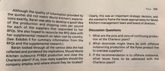 Pyrex 515 Although the quality of inform Clearly, this was an important strategic decision, and propriately for World ation p