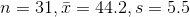 n = 31. 2.-44.2. s 5.5
