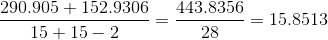 290.905 + 152.9306 15+15- 2 443.8356 28 - 15.8513