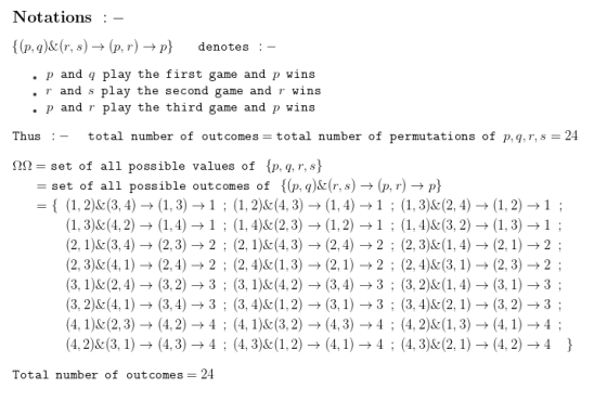 Notations {(p.9)& (,. 5) > (р. т) -> p} denotes p and q play the first game and p wins play the second game and r and s wins