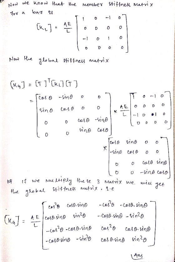 Ne we know HhaA- hve 84ittnek Matri x Memtoe - | C AE -1 C C No He ine matix -Sino C AE Sin o -1D C sine Coo ino O X ino Cose