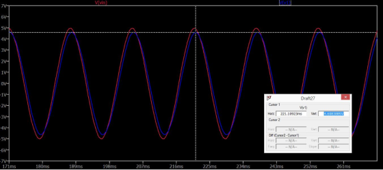 V(vin) 6 4 Draft27 Cursor 1 orz: 221.10923ms Vert Cursor 2 Hor Horz -NA- Slope re다 6 252ms 171ms 180ms 189ms 198ms 207ms 216m