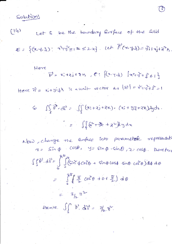 Solution Let- S be the boundar ere tT a. 丹en ce.