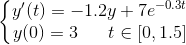 y(t) ly(0) 3 1.2y7e0.3 te [0, 1.5