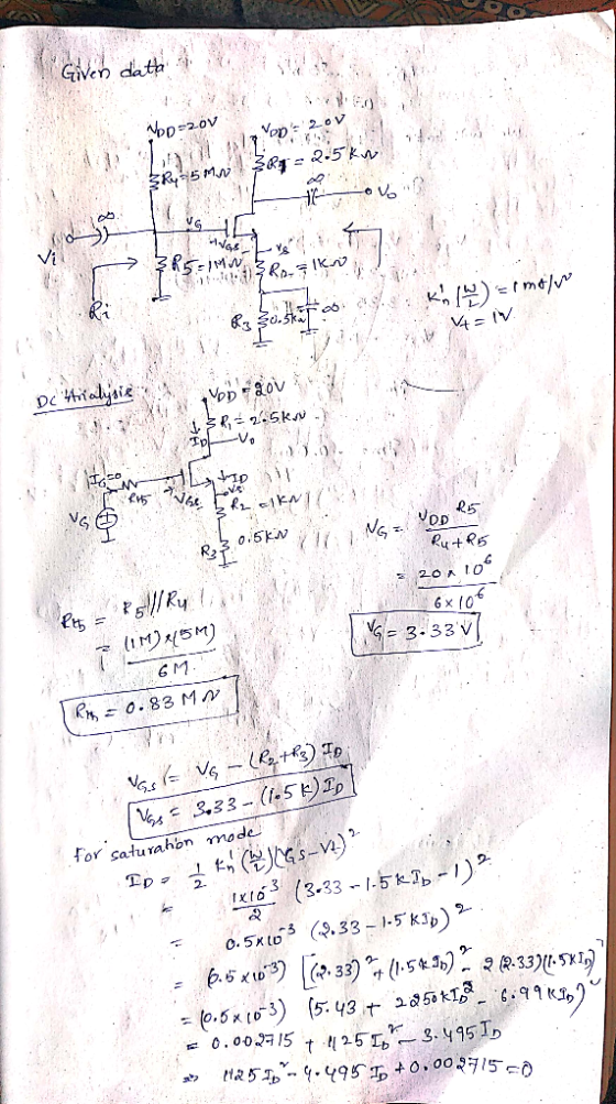 Vc) 02-0V Vv Tv R2는 0.5kw Rut R5 3.33 V for Saturahon mode