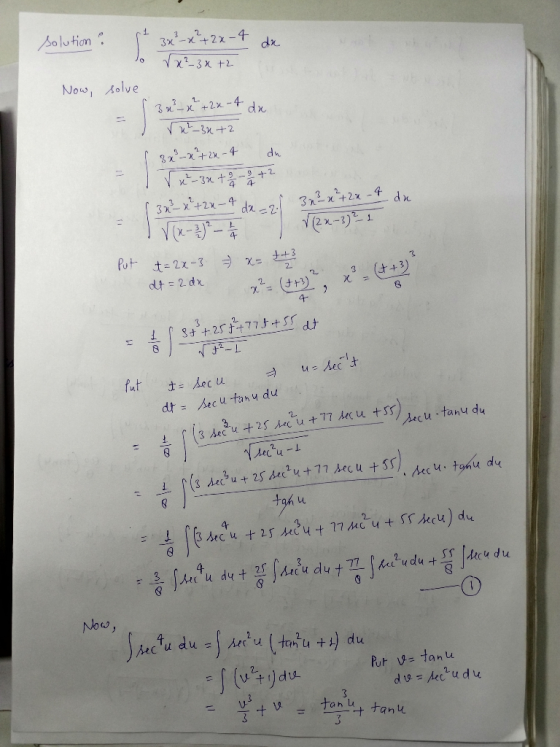 Now, ㅅelve x. 2 x-3)1 4- L4 dtecu tan u du u + 25 tenu + 77 Arc utr)ǐecu.tahu du de Lu Now, Put v- tanu Tah u+ tan u