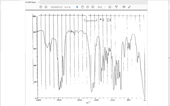 d NMR Spec... * Chem302B-014tif 14 af 18) 89,6% oe 60 40 20 4000 3000 2000 I 600 1200 4 C I