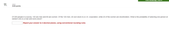 300 points or200 people in a survey, t20 are men and 80 are women. Ofte 120mer·40own stock n a u s corporaton wnie 20 of me w