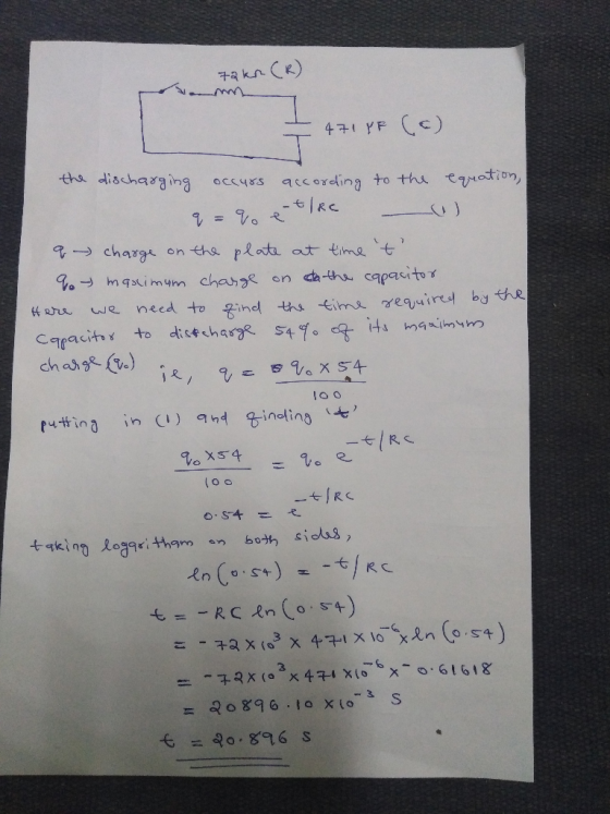 79kA(K) 471 YF (c) q→ charge on tha pLot. artimu puting in (1) cod ginding4, -七|RS