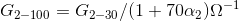 G_{2-100}=G_{2-30}/(1+70 \alpha _{2})\Omega ^{-1}