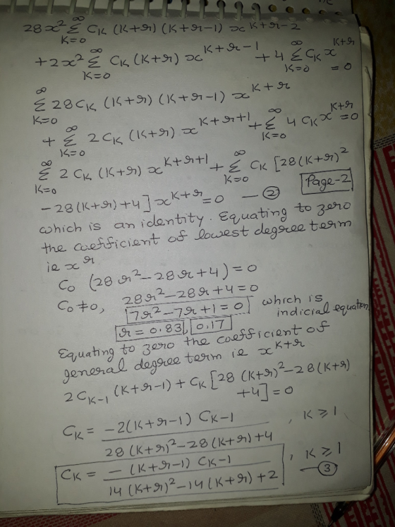 K-o age-2 2 cohich is iantity Equating to 3ho the cesSicient os lovest degree tam 91 +4] = o