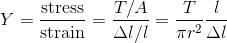 stress T/A T I strain . У/I π,2ΔΙ Y _