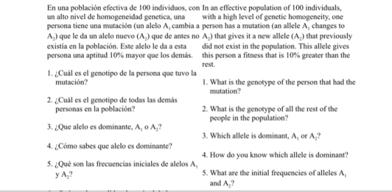 En una población efectiva de 100 individuos, con In an effective population of 100 individuals, un alto nivel de homogeneidad