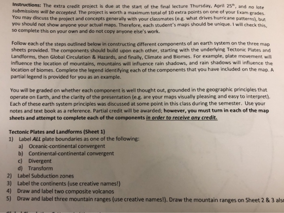 Instructions: The extra credit project is due at the start of the final lecture Thursday, April 25th, and no late submission