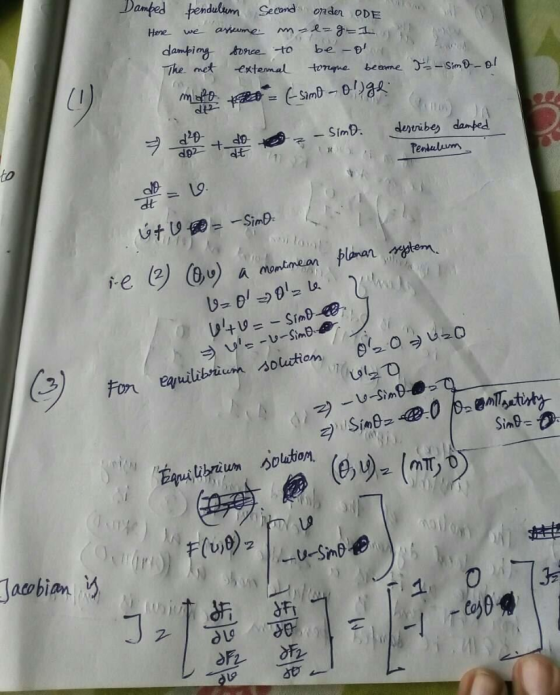 Damped pendulum econd onden ODE C1) dl- Tendulum ie (2 日(2。今VzO equilibrium.ADlatom. Fon