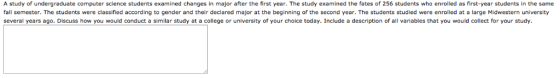 A study of undergraduate computer science students examined changes in major after the first year. The study examined the fat
