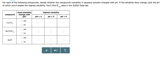 ·if the so bility does change, pick the i For each of the following compounds, decide whether the compounds solubility in aq