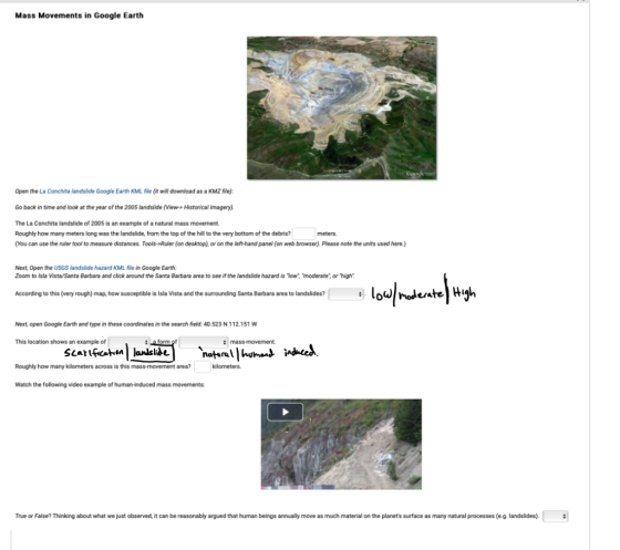 Mass Movements in Google Earth Open the La Conchita landslide Google Earth KML file (it will download as a KMZ file): Go back