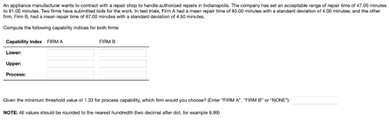 An appliance manufacturer wants to contract with a repair shop to handle authorized repairs in Indianapolis. The company has