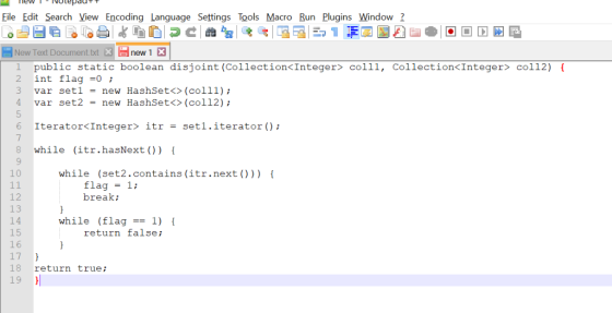 Eile Edit Search View Encoding Language Setings Tools Macro Run Plugins Window 2 E . New Text Document. txt new 1 1 public st