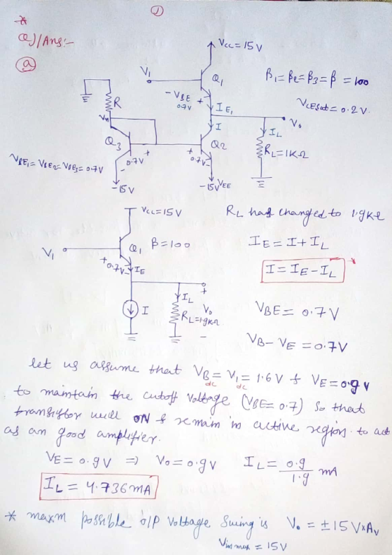 Vec= 15 V C/Ang NCESaO.2v IE EIKI V NIE= VIEn=V¢e04V SVEE S V RL had changed to 1ke ASIEPA IE=ITIL B=l00 VBE 07V RLEgKA VB-VE