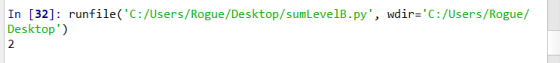 In [32]: runfile(C:/Users/Rogue/Desktop/sumLevelB.py, wdir-C:/Users/Rogue/ Desktop)